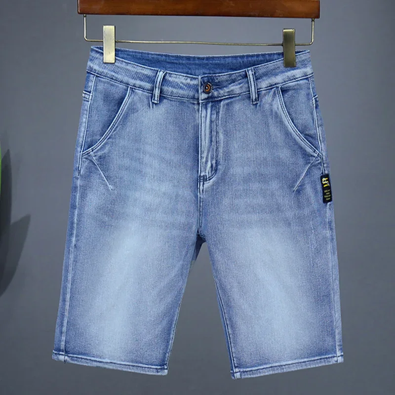 

Summer Thin Straight Men's Denim Shorts Casual Simple Elasticity Vintage Short Jeans Breathable Washed Bermuda Men Short Pants