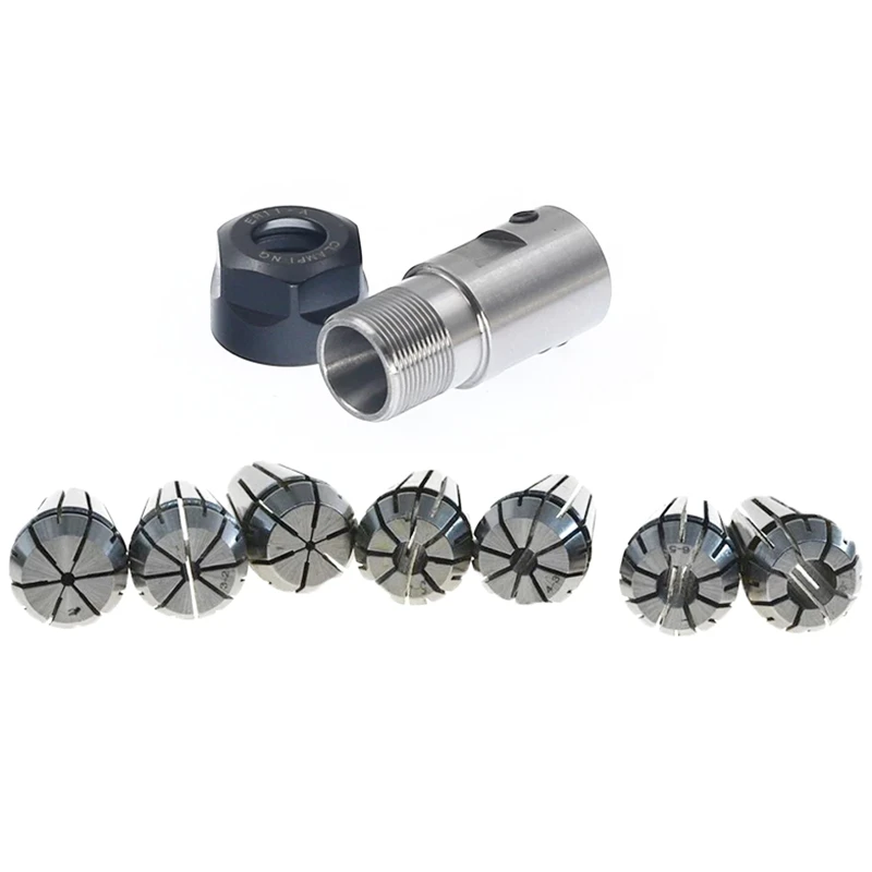 ABGG-1Set C25 ER20 +7Pcs 3 -12Mm Collet Chuck Motor Shaft Extension Rod Spindle Collet Lathe Tools Holder