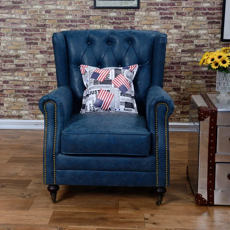 Retro Leather Chair Fine Vintage Rich Green Leather Chesterfield Chair American Style Leather Chair for Cigar Lounge