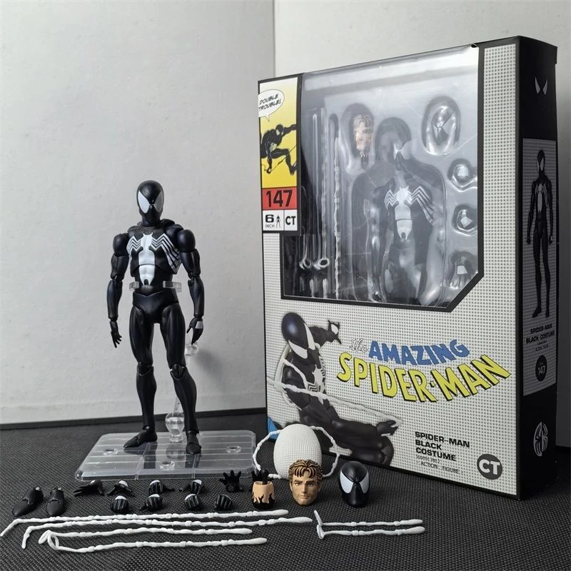 

Marvel SpiderMan Symbiote Spider-Man with Real Head Comic Anime Figure Action Figure Anime Collectible Model Birthday Gift Toys