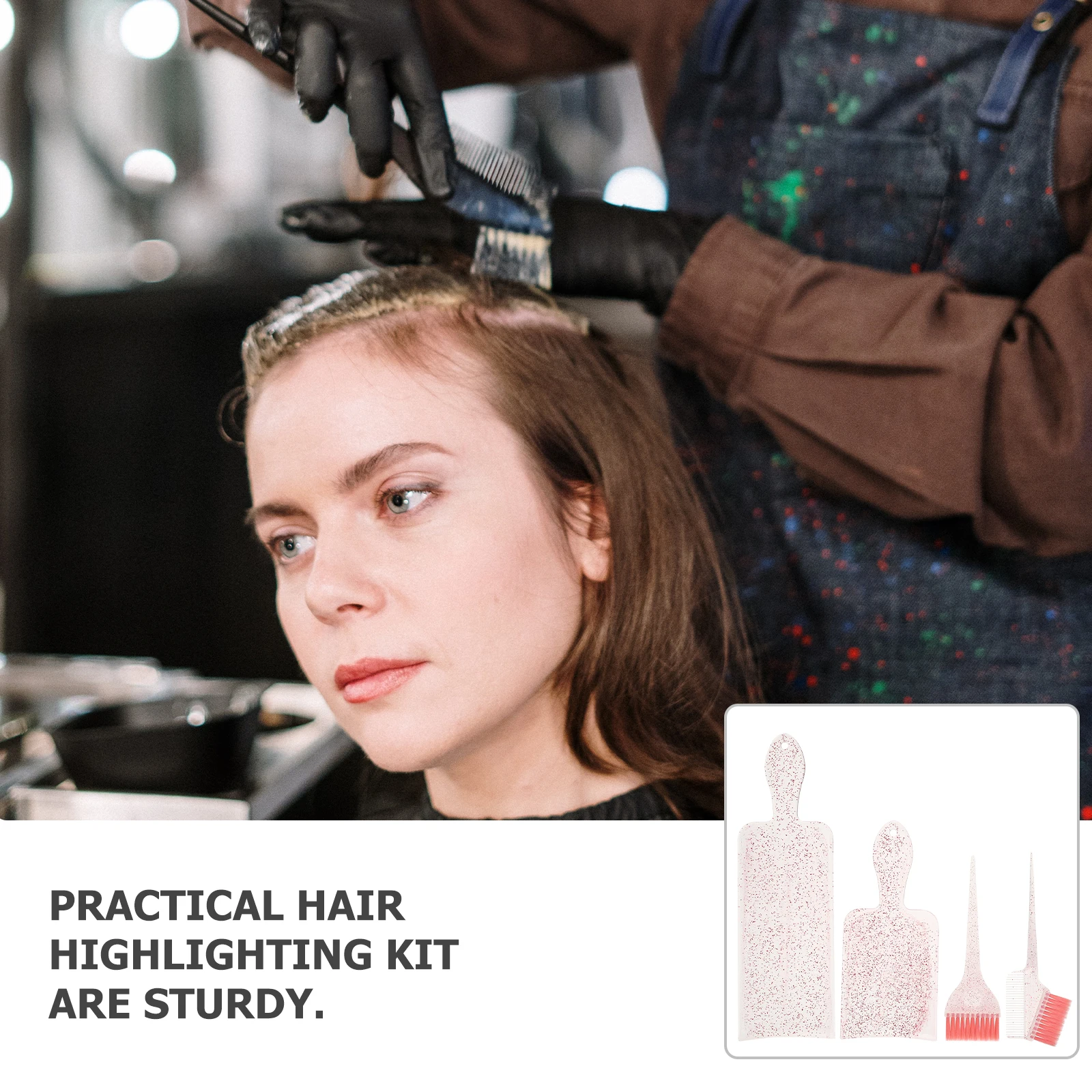 

1 set 1 Set Hair Coloring Kit With Highlighting Board Dye Brush Comb Paddle Foiling Tools For Salon Home Use Styling Supply