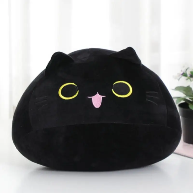 Chat en peluche ultra doux, animal en peluche, chats noirs, oreiller en peluche, poupées amusantes pour canapé, 16 po