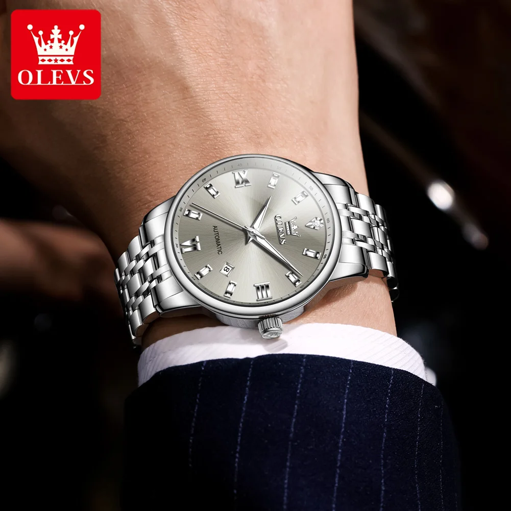 OLEVS Men's Watches 6723 Top Brand Simple Business Original Automatic Mechanical Watch for Man Waterproof Luminous Date Fashion
