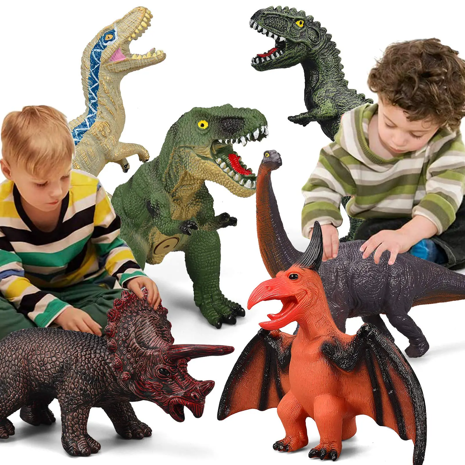 6 Piece Jumbo Dinosaur Toys for Kids and Toddlers, Dinosaur Toys for Kids 3-5, Large Soft Dinosaur Toys for Dinosaur Lovers