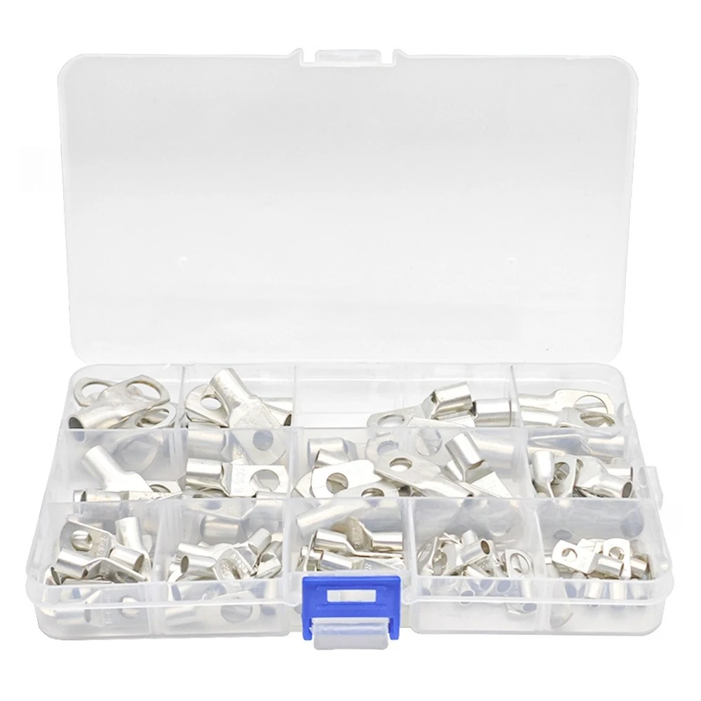 100Pcs SC4-25 Open Barrel Copper Cable Lug Set, Bare Wire Crimp Terminals Copper Eyelets for Electrical Connection