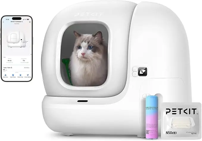 

Cat Litter Box, Cat Toilet, Self-Cleaning Cat Litter, Anti-Leak, xSecure/Eliminate Odors/APP/76L, for Various Cats