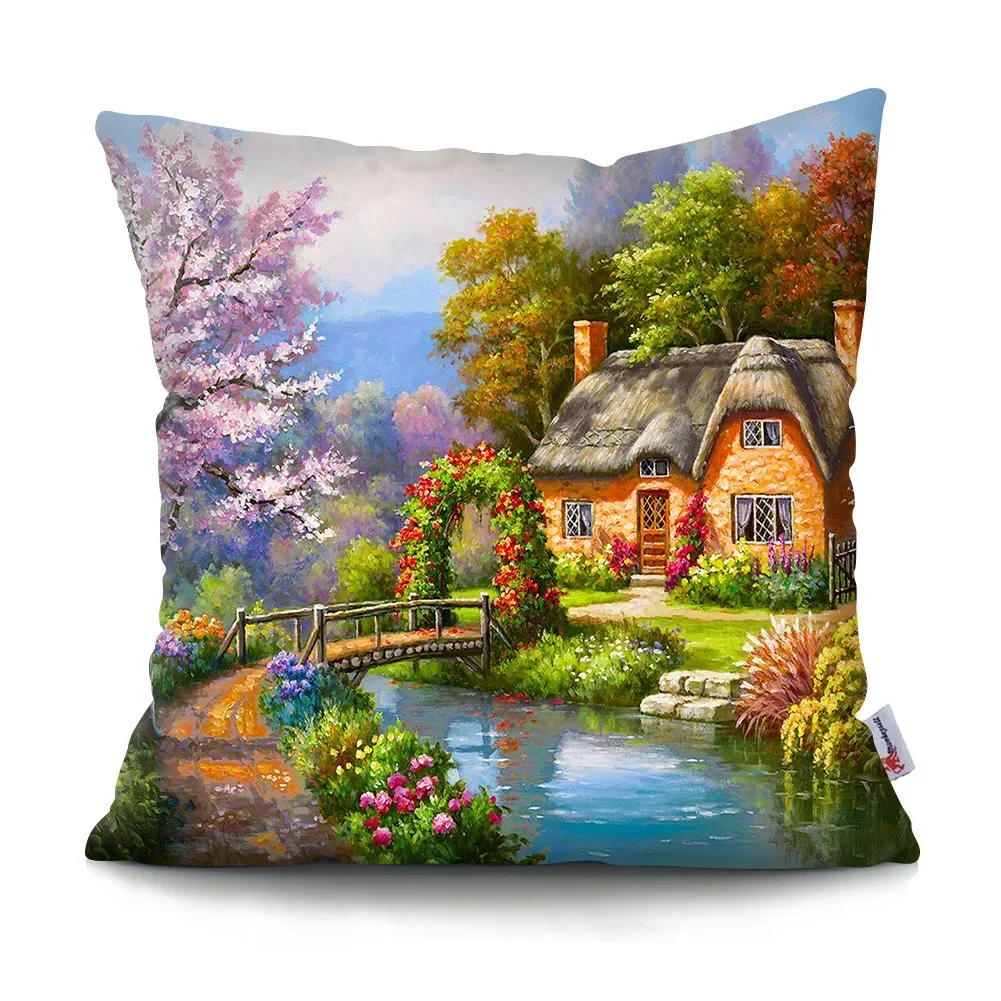 Neverland Ranch Rustic Landscape Pillowcase Polyester Print Sofa Chair Bed Cushion Cover Room Home Decor Embrace pillowcase