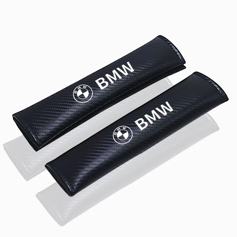 2Pcs Carbon Fiber Leather Car Safety Belt Pad Shoulder Covers for E39 E46 E90 E60 F10 F11 F30 G20 G21 G31 G38 G60 X1 X3 X5 X7 Z4