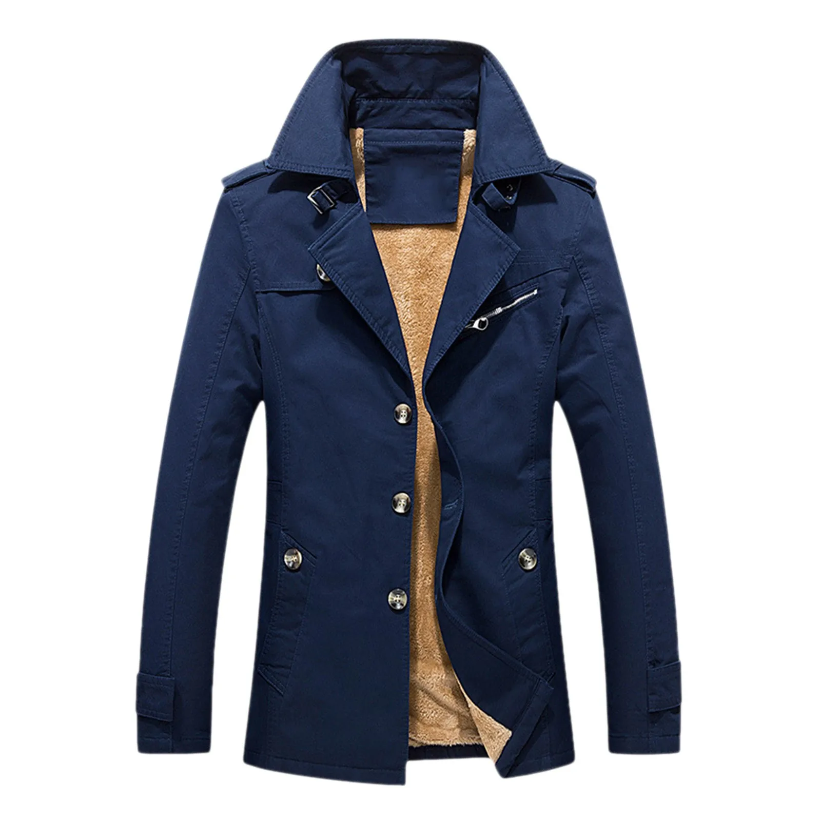 Men's Casual Jacket Work Jacket Trench Coat Plus Fleece Autumn And Winter Men's Wear Patch Jacket Men Fuzzy Sweaters Mens