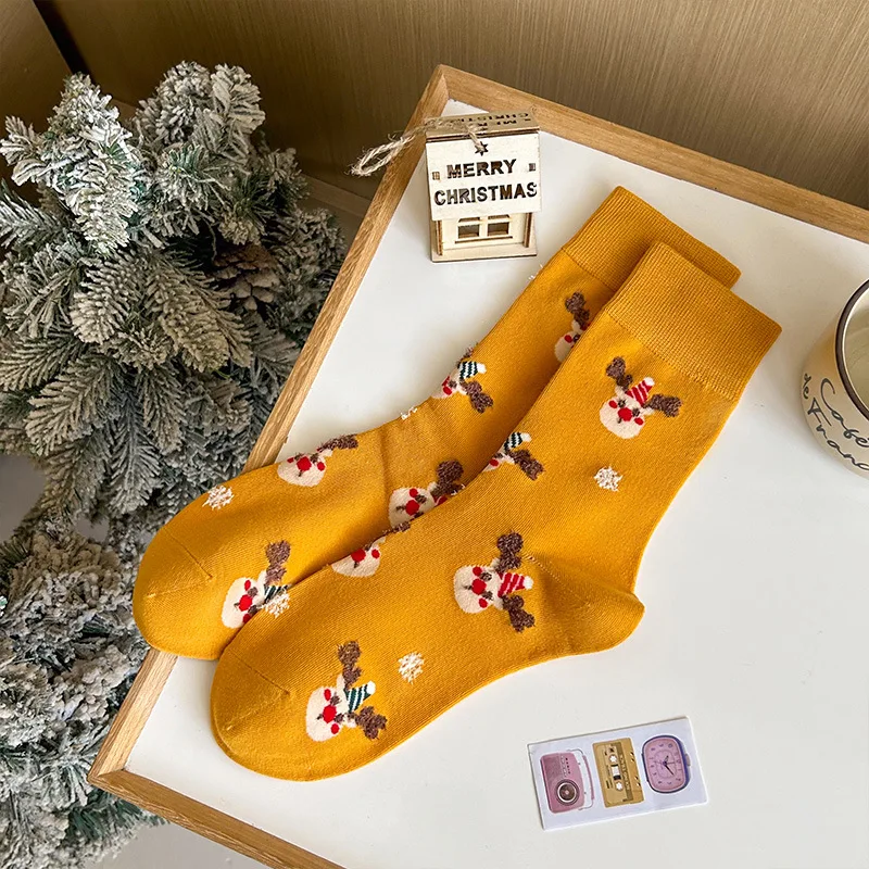 New Christmas Socks Woman Funny Santa Claus Christmas snowman Socks Kawaii Cartoon Animal Girl Cute Novel Christmas Gift Socks