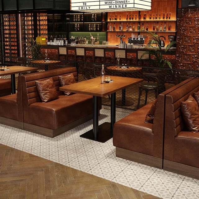 Retro Bar Dining Table and Chair Combination Booth Table Chair Dining Table Western Restaurant Bar Table and Chair 2