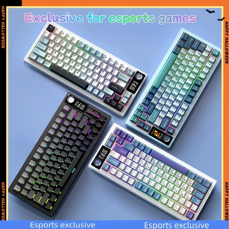 

Lt75 Mechanical Keyboard 3-mode 80 Keys Wired/wireless/bluetooth Pbt Rgb Gasket Customized Office Pc Game Keyboard