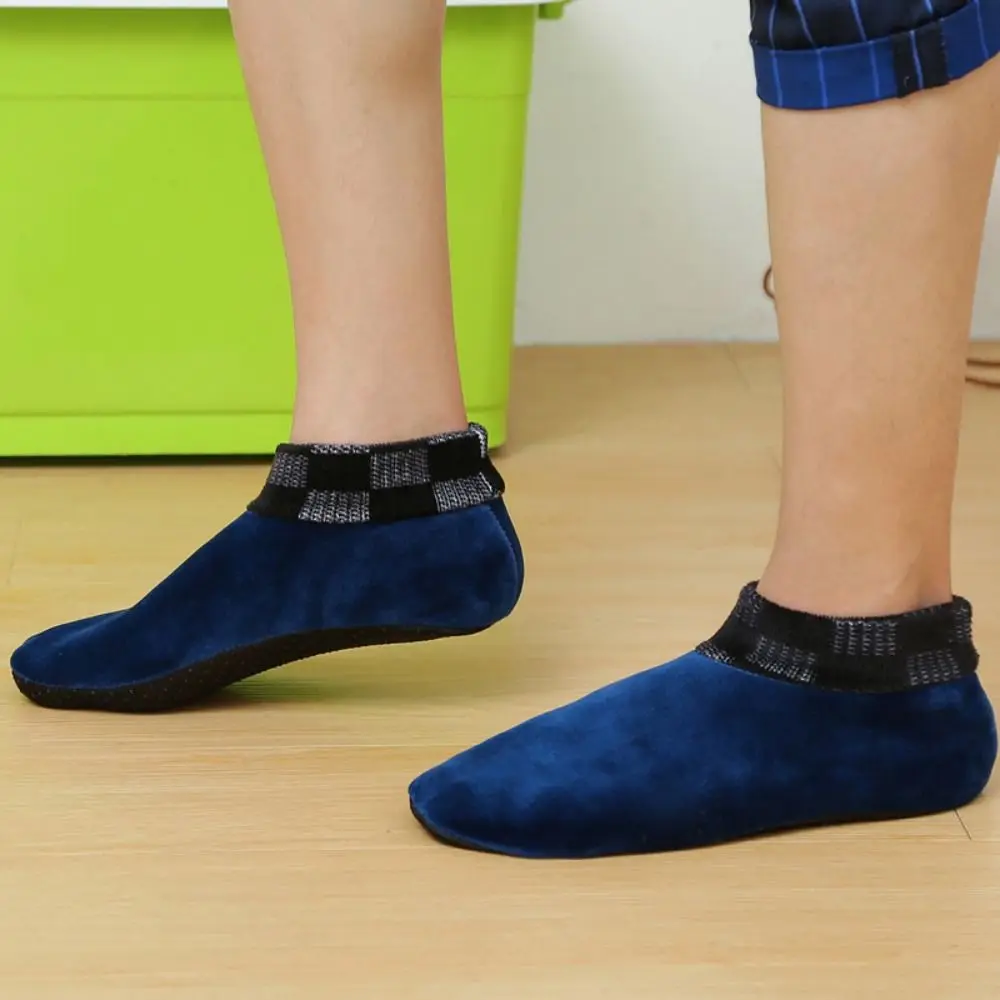 موضة شتاء دافئ المنزل السرير جورب القطبية الصوف داخلي عدم الانزلاق Sockings مرونة الحرارية رشاقته جوارب يمكن السير بها على الأرض للنساء رجل #5