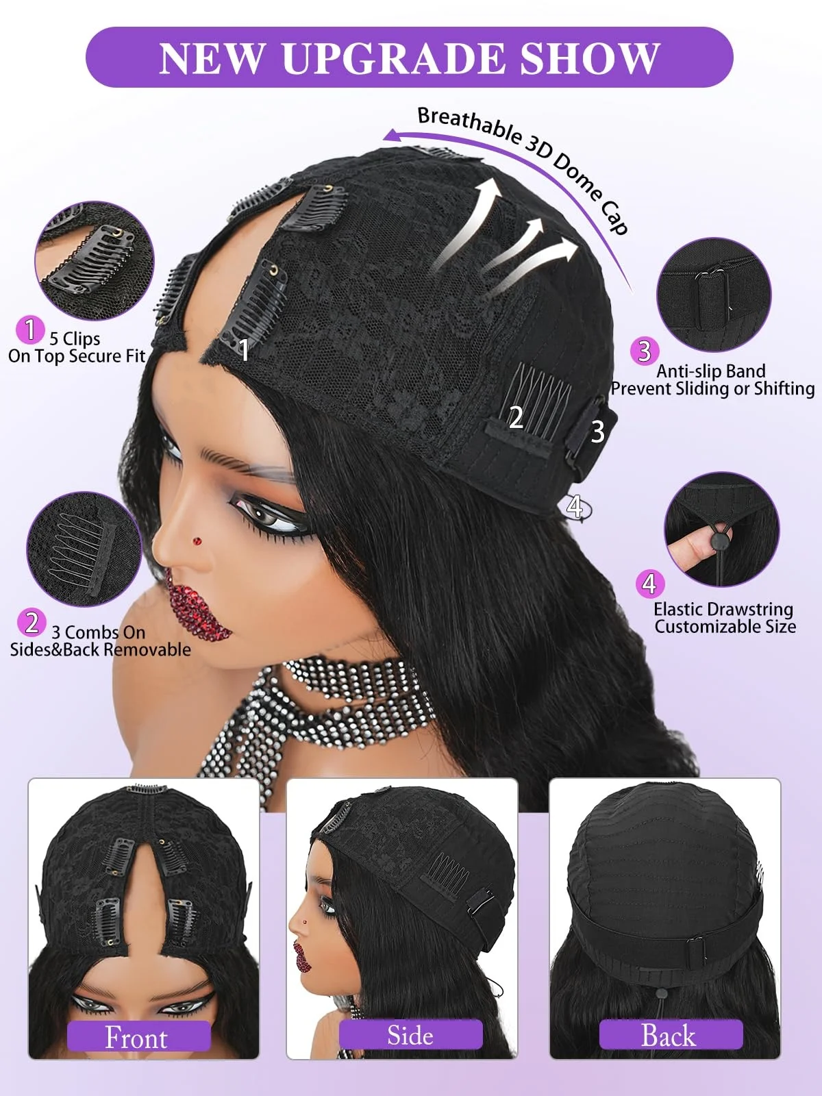 250 Density V Part Body Wave Glueless Wigs Human Hair 30 Inch Natural Color Ready To Wear Wig 100% Brazilian Human Hair ForWomen