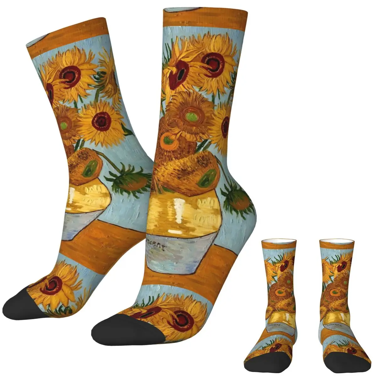 Van Gogh Stockings Unisex Men sunflower Socks Comfortable Vintage Socks Spring Running Non-Slip Pattern Socks Birthday Present