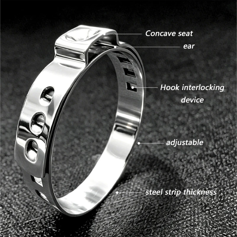 Heavy Duty Single Ear Hose Clamp 304 Stainless Steel Rustproof Steel Tube Clamp Simple Installs for Secure Fastening M4YD