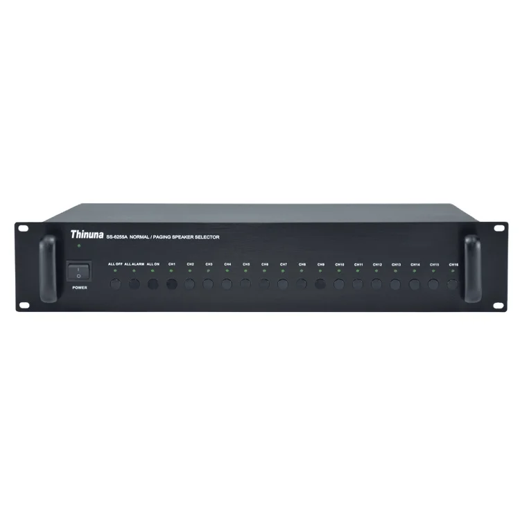 

Thinuna SS-6255A Professional Normal Paging Amplifier 100V 16 Zones Source Paging Public Address System Speaker Selector