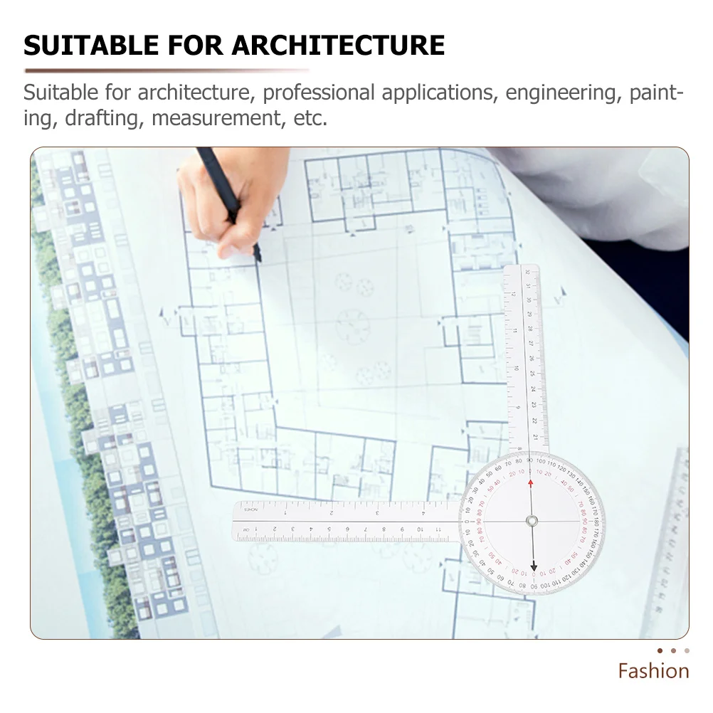2pcs Transparent Angle Ruler Goniometer For Drafting Measuring Engineering Architecture Plastic Protractor Rotatable Scale Swing