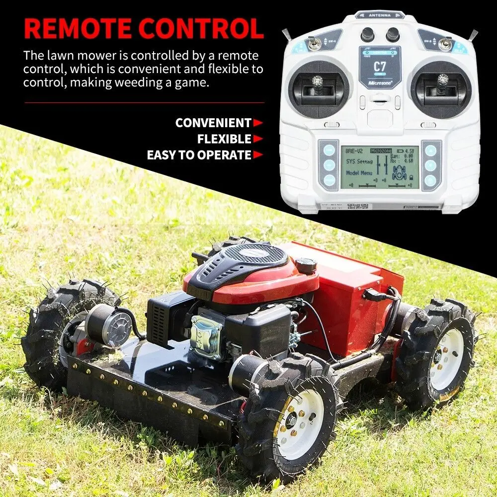 

Gasoline 7.5 HP remote control lawn mower with adjustable cutting height