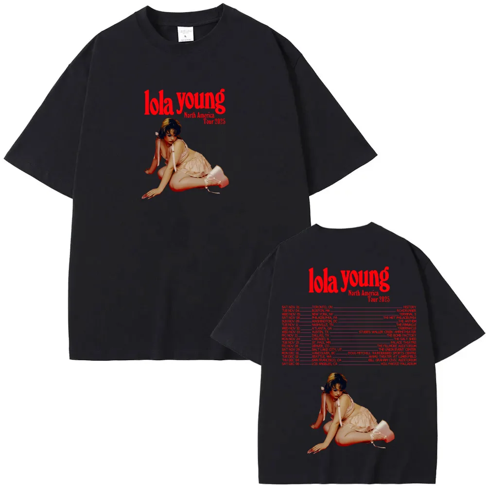 

LOLA YOUNG Tour T-shirt Graphic Printing Hip Hop 100%cotton Tee-shirt High Quality Punk Soft Tshirt ropa hombre Gothic Clothing