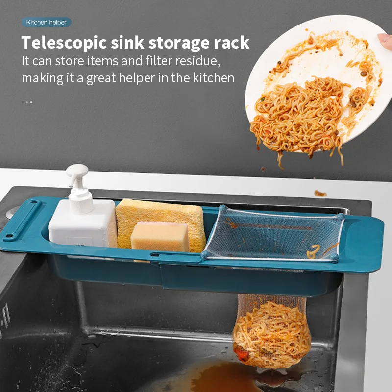 Multifunctional Sink Drain Rack Retractable Rack Kitchen Dadgets Tools Sink Organizer Soap Sponge Holder