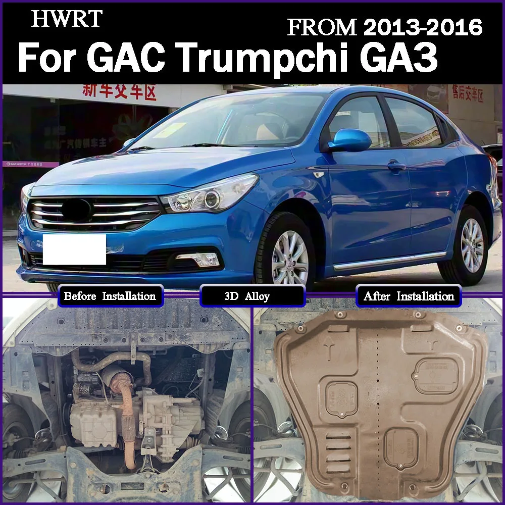 

Black Under Engine Guard Plate Splash Shield Mud Fender Cover For GAC Trumpchi GA3 2013-2016 1.6L 1.3T Mudguard Protector