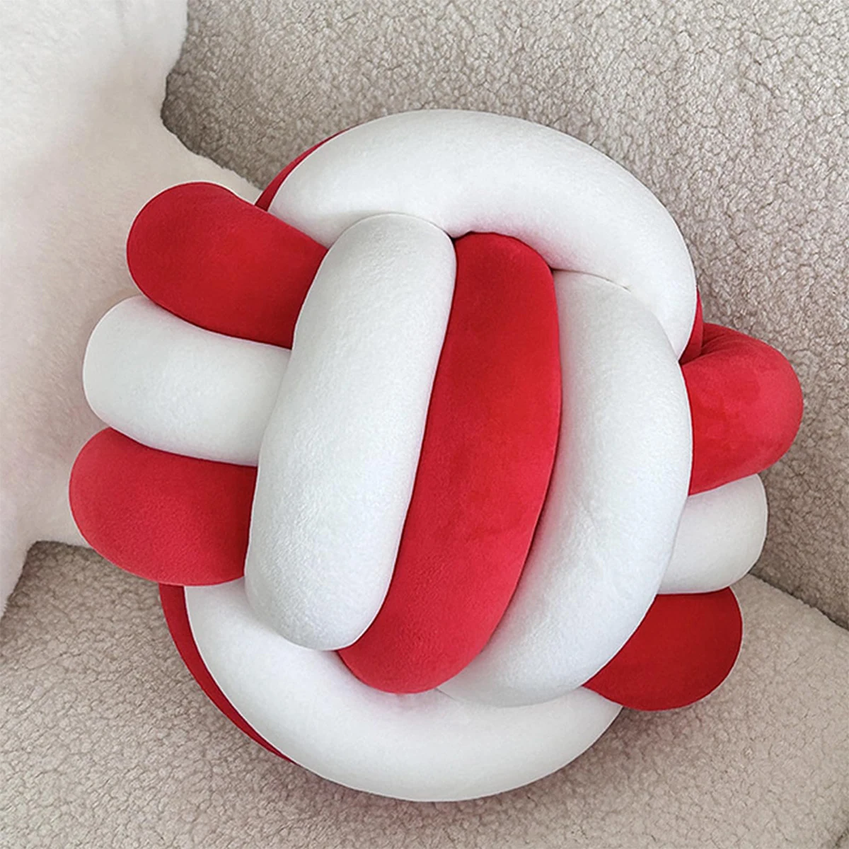 Hand Knotted Ball Pillow – Soft Round Knot Cushion for Modern Home Decor