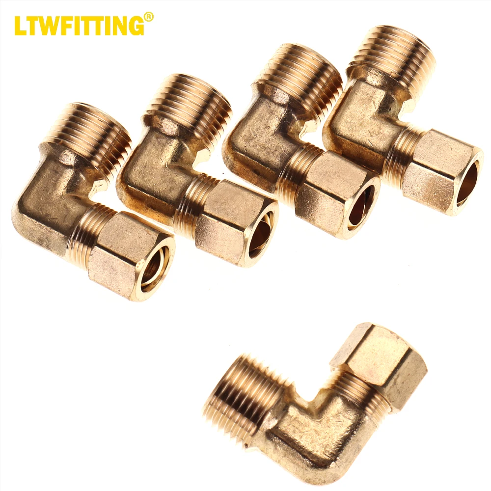 LTWFITTING 1/2-Inch OD x 1/2-Inch Male NPT 90 Degree Compression Elbow,Brass Compression Fitting(Pack of 5)