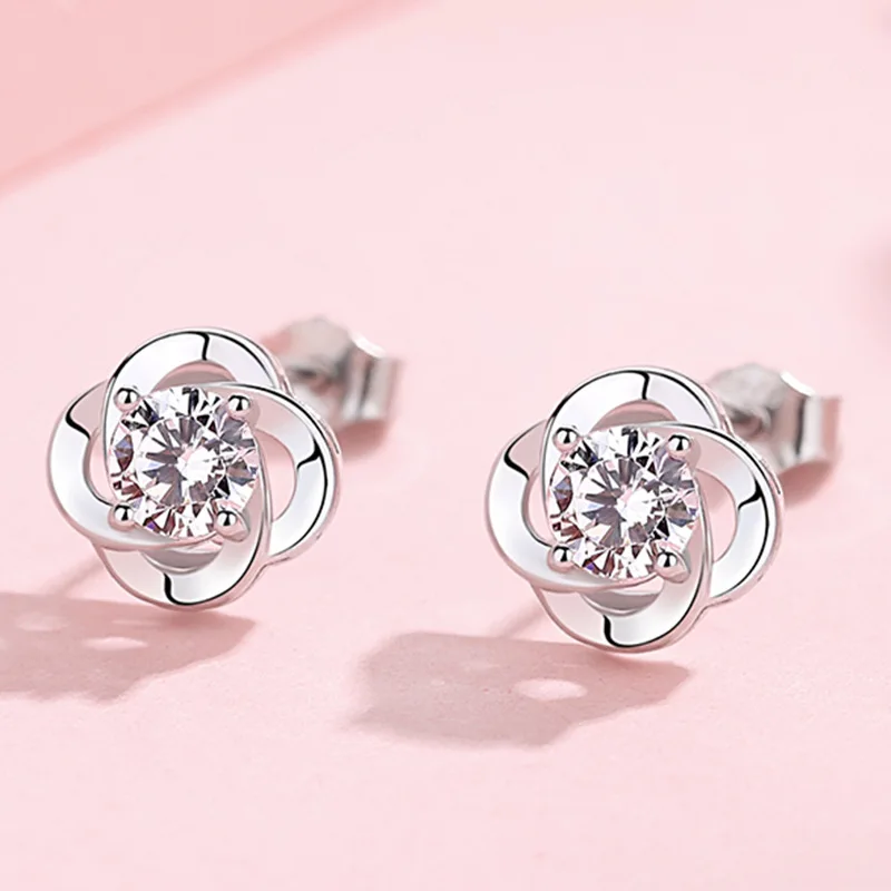 

Элегантные роскошные серьги-гвоздики из стерлингового серебра 925 пробы с цветочным цирконом для женщин, модные ювелирные аксессуары для свадьбы и вечеринки