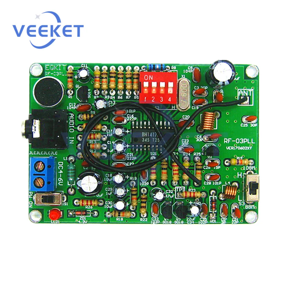 DC4-6V FM Stereo moduł nadajnika 87-108 mhz1 4 podwójny kanał elektroniczne DIY części RF-03PLL stabilizacji częstotliwości