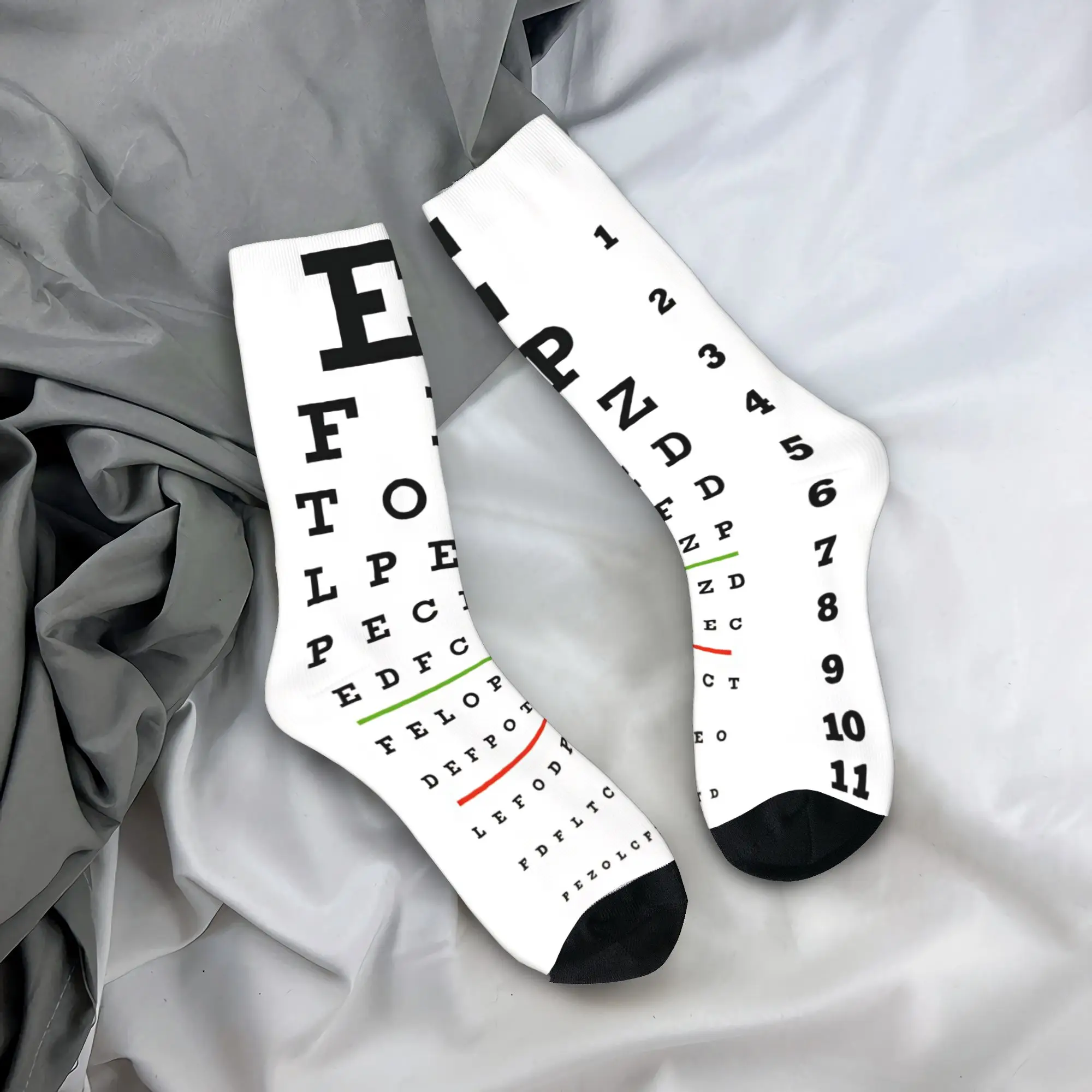Novel and Quirky Eye Chart Printed Socks  Novelty Stockings Winter Anti-Slip Couple Socks High Quality Graphic Outdoor Socks