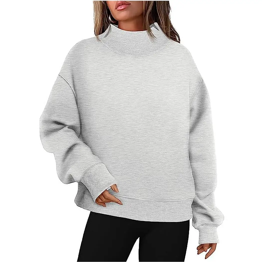 6 Colors Winter Grey Hoodie Round Neck Long Sleeve Velvet Warm Sweatshirts Women Korean Black Loose Hoodies Female Casual Coat