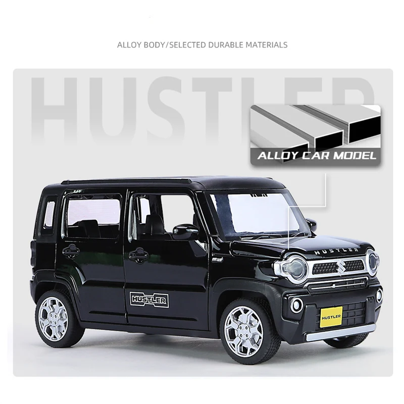 1:22 SUZUKI HUSTLER SUV aluminiowy Model samochodu Diecasts metalowe samochody terenowe Model dźwięk i światło symulacja zabawki dla dzieci