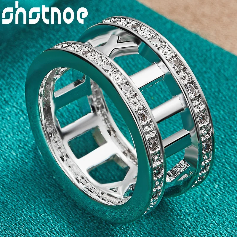 

SHSTONE 925 Sterling Silver Ring Zircon Roman Numerals Rings For Women Party Dinner Wedding High Quality Fashion Jewelry