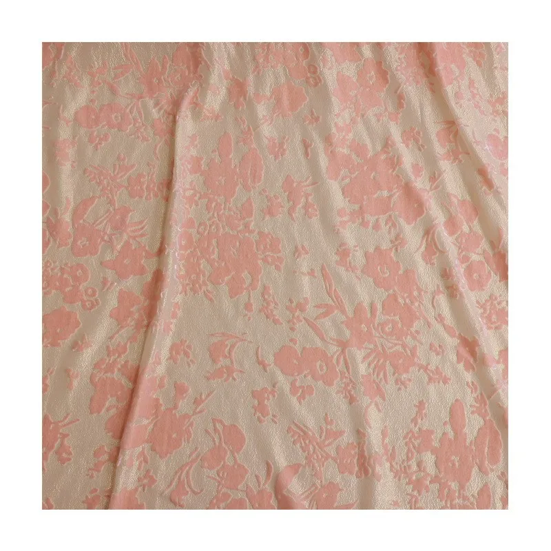 The fabric of cheongsam and dress is made brocade velvet with golden rotten flowers