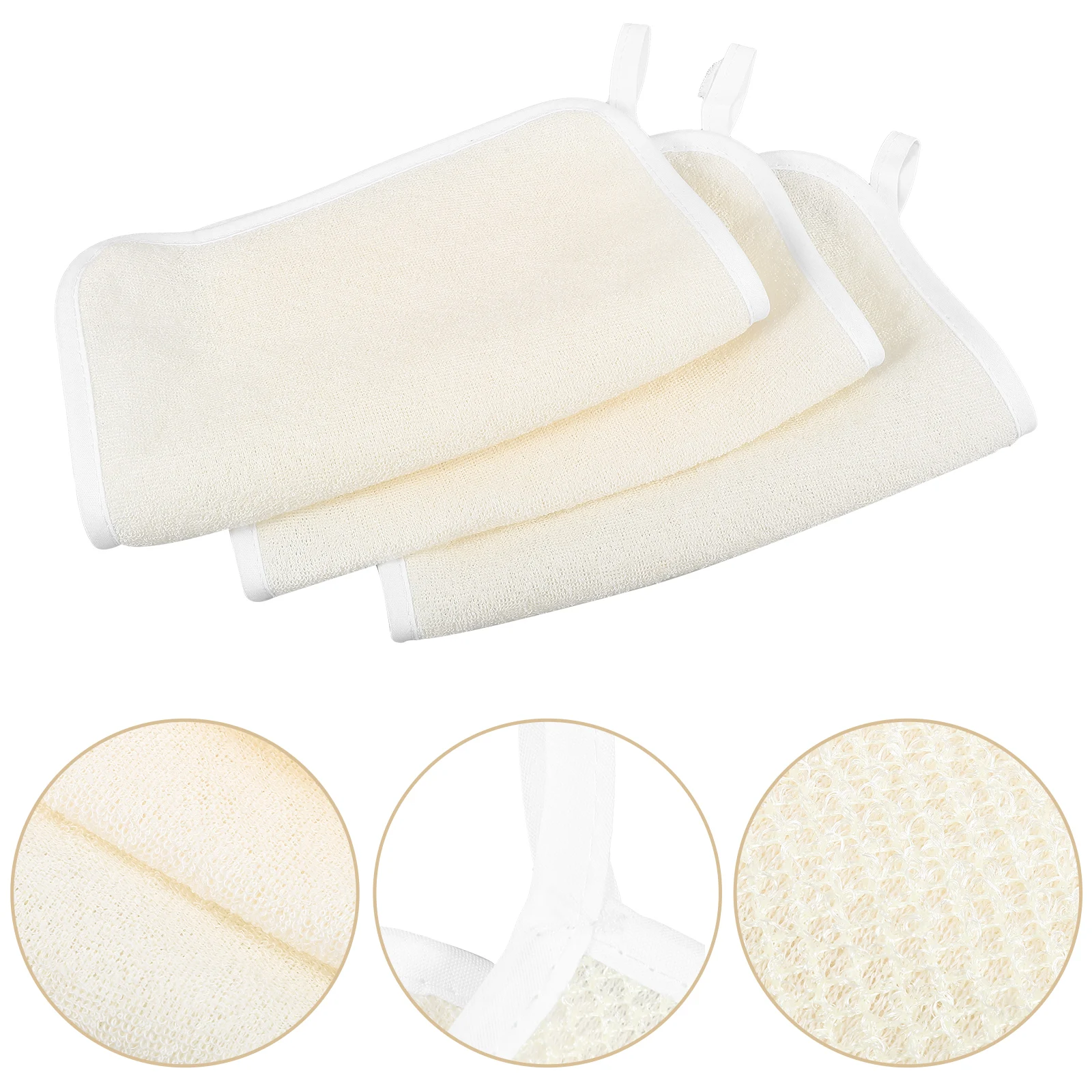 

2Pcs Exfoliating Bath Cloth Nylon Quick Dry Face Wash Cloth Back Scrubber Towel Rough Texture Removes Dead Skin Beige