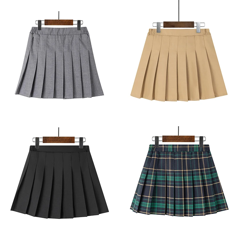 

Girls Skirts Preppy Style Casual All-match Mini Pleated School Skirt for Kids Fashion Plaid Teenage Group Performance Tutu Skirt