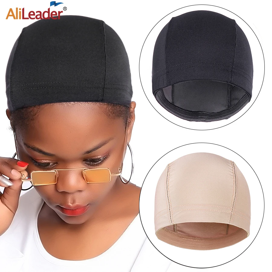 Alileader 1Pcs Spandex Wig Cap With Elastic Band Hair Net Dome Cap Black Blonde Weave Cap Small Large Wig Cap For Making A Wig