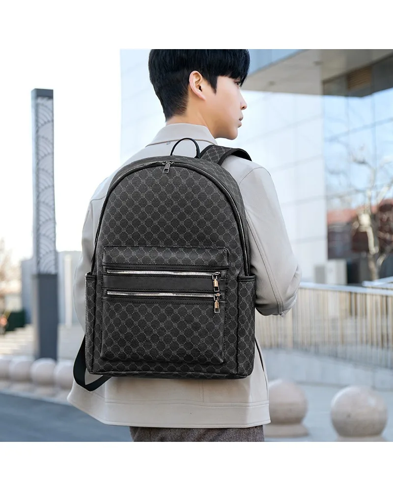 European and American retro printed backpack 2025 new trend out simple backpack plaid fashion leisure travel bag