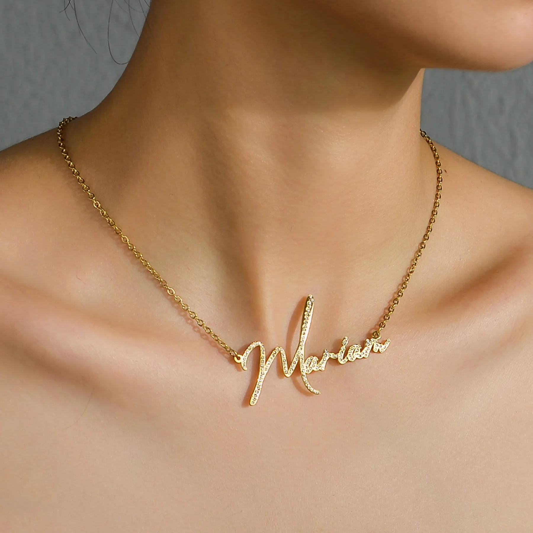 Acheerup personal isierte Zirkon Name Halskette Edelstahl für Frauen maßge schneiderte Buchstaben Kette Anhänger Weihnachts schmuck Geschenk