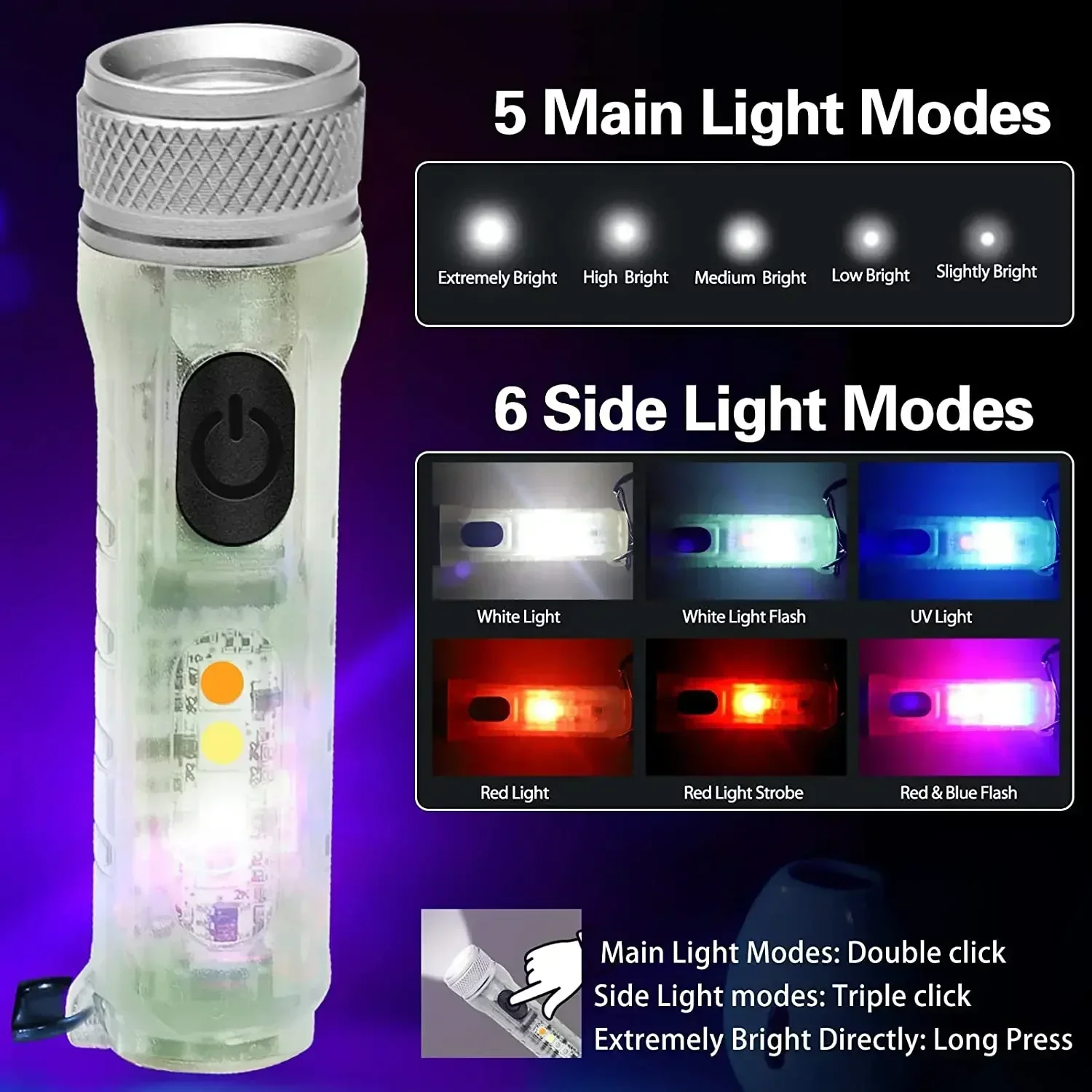 مشاعل صغيرة متعددة الوظائف من BALDR، شعلة طوارئ LED قابلة لإعادة الشحن مع فانوس خارجي بمسافة مغناطيسية