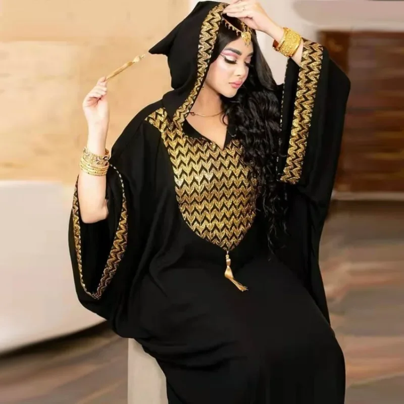 

2025 New Abaya for Muslim Women Dress Temperament Commuter Hoodie Abaya Femme Red Waist Ladies Solid Color Coat for Dubai.