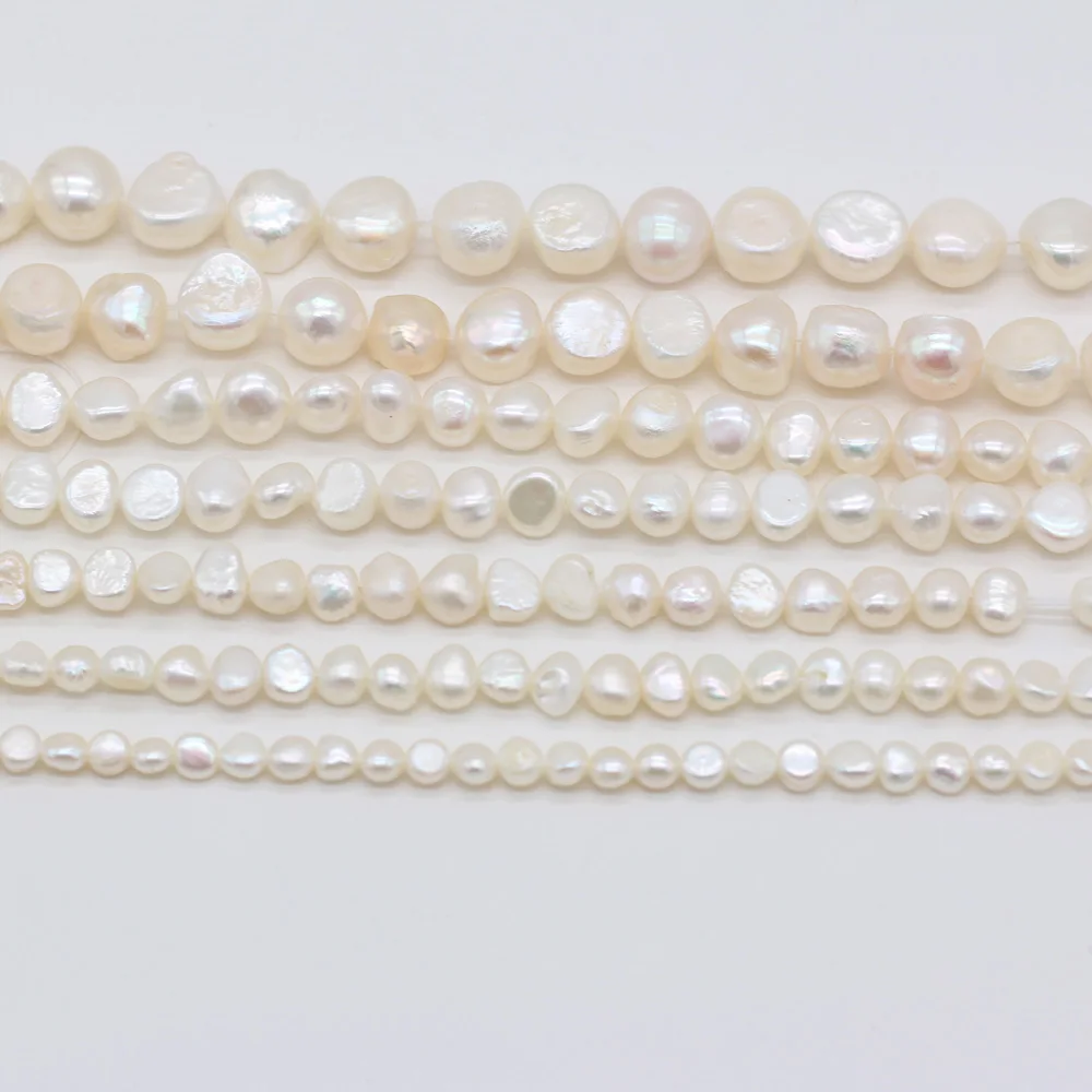 5–9mm 36cm Natural Freshwater Pearls Strand Beads Irregular Through-Hole Beads for Jewelry Making DIY Women Necklace Accessories