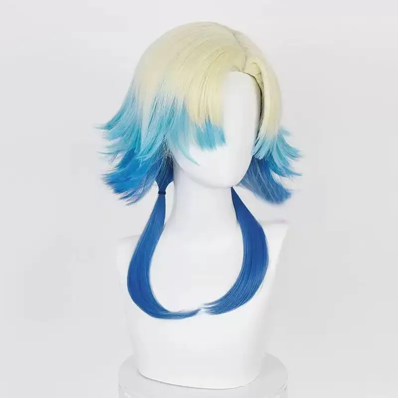 Michael Kaiser Cosplay Wig Matte High Temperature Silk Gradient Blonde Blue Cosplay Wig With Wig Cap For Halloween Comic con