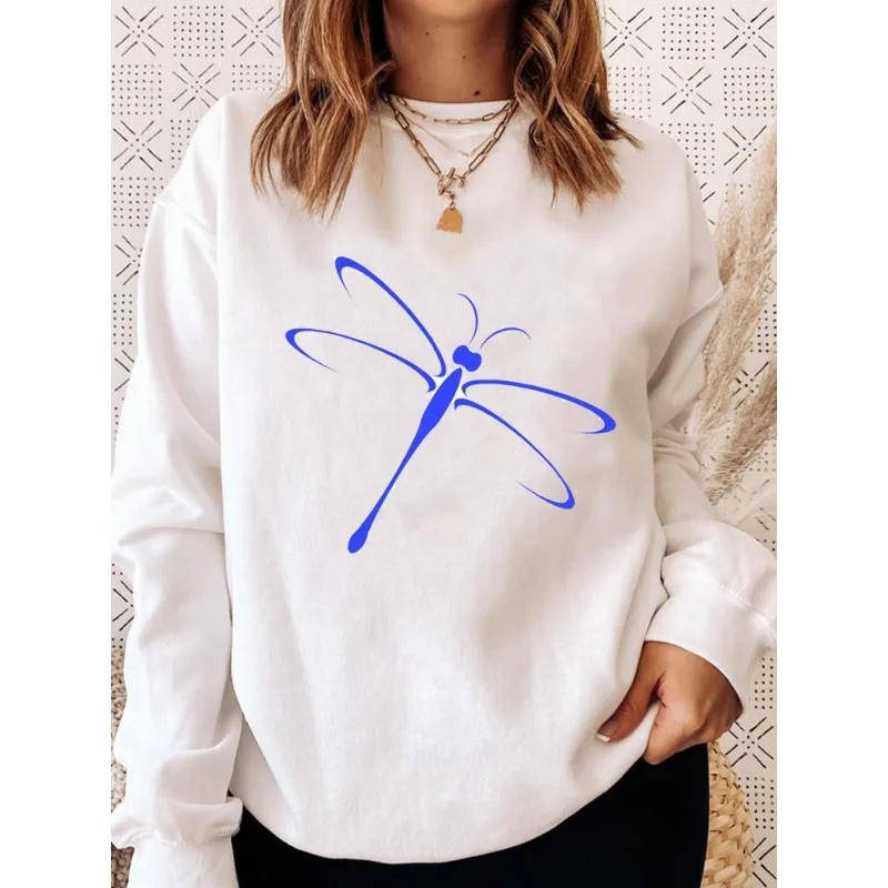 Decorated Bodywear Fashion Printed Dragonfly White Ins Hoodie Sweatshirt Sweatshirts Streetwear Women Clothes