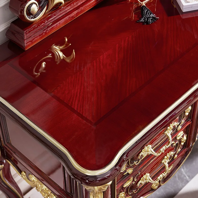 Penteadeira neoclássica quarto vermelho sândalo penteadeira de luxo europeu espelho de maquiagem fezes de maquiagem