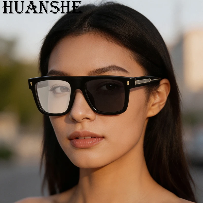 High-End Quality Square Frame Color Changing Sunglasses For Men And Women Propionic Pin Fashion Sunglasses Indoor Flat Mirrors