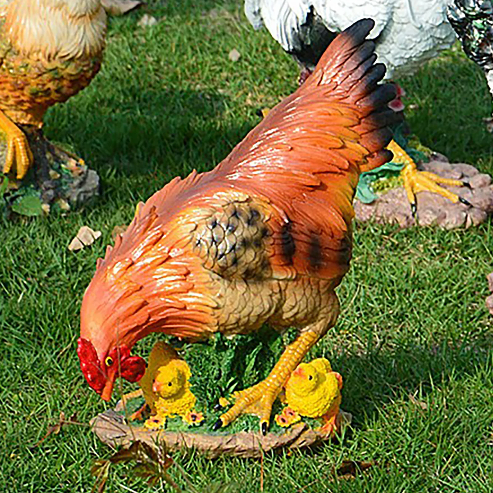 Rooster Hen Chick Ornaments Courtyard Garden Decorations Poultry And Chicken Model Resin Technology