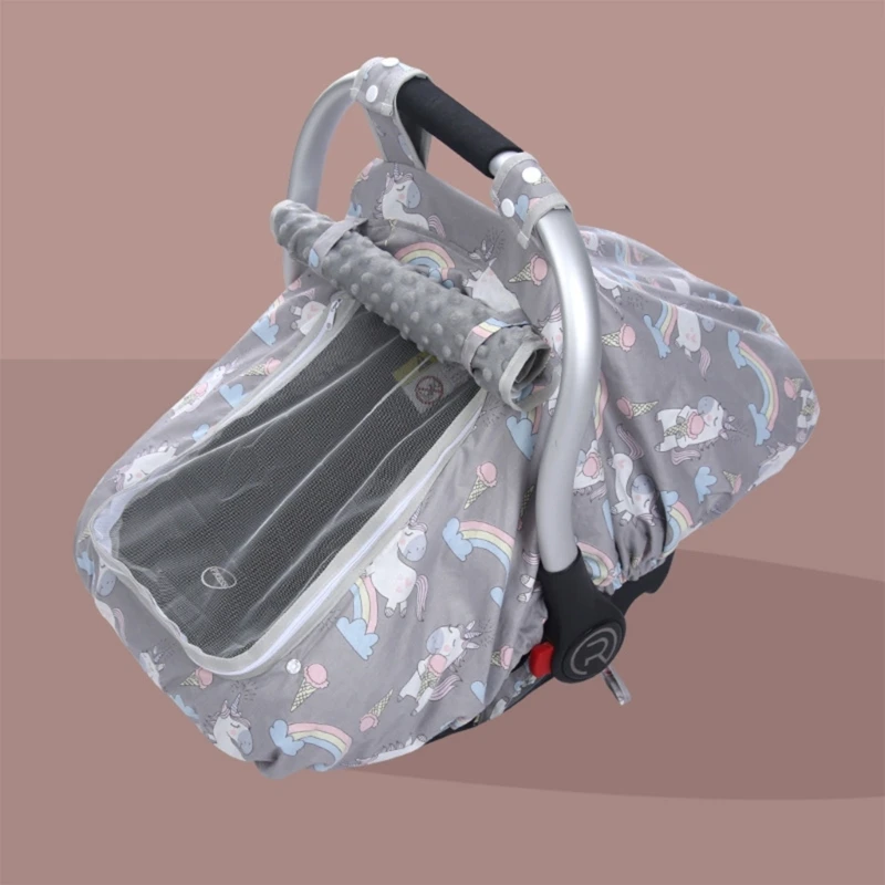 Baby Veiligheidshoes Kinderwagen Zonnescherm Cover Met Cartoon Print Baby Auto Carrycottes Ademende Winddichte Hoes