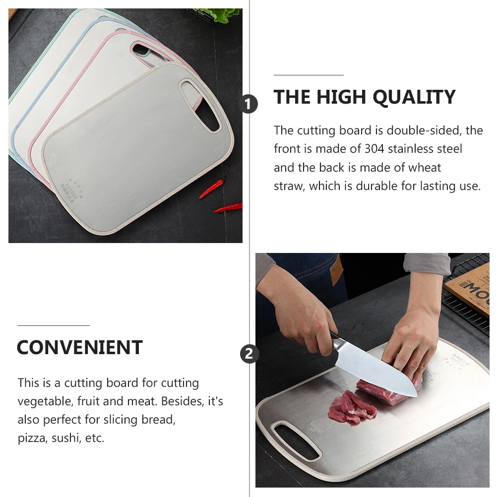 

1 шт., разделочная доска из нержавеющей стали, двухсторонняя кухонная разделочная доска для овощей, фруктов, мяса, пиццы, суши